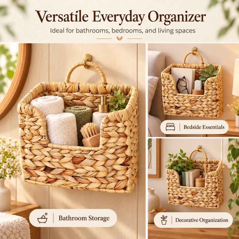 Handwoven Wicker Wall Basket for Everyday Storage – Space-Saving Rustic