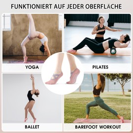 Minmex Yoga Socks, Ballet, Pilates, Non-slip, Women’s Yoga Suit Socks, Breathable, Durable, Antibacterial, Deodorization, Women’s Yoga Wear, Ballet, Sports, Daily Life, 1 Pair (One Size), Pink