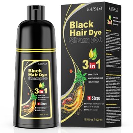 KAISASA Black Hair Dye Shampoo 3 in 1 for Gray Hair, Women Men