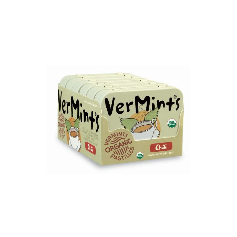 Organic Breath Mints by VerMints, Chai Flavor, Pack of 6,1.41oz