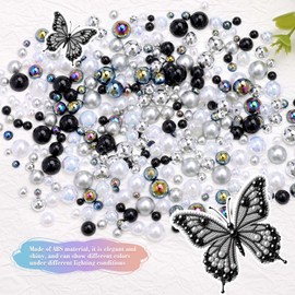 Morcheiong 10000 Pcs Flatback Pearl 3-8mm Half Pearl Bead for DIY Decoration of Nail Art Makeup Wedding Dresses Graduation Caps Bags DIY Making (Black and White)