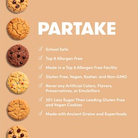 Partake Crunchy Cookies - Chocolate Chip | 4 Boxes | Vegan & Gluten Free | Free of Top 8 Allergens- Dairy Free, Nut Free, Egg Free, Wheat Free, Soy Free, Fish Free | 5.5 Oz | 15 Cookies Each