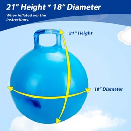 Willingfun Hopper Ball 2 Pack with Air Pump, 18 Inch Bounce Balls with Handles for Kids, Best Gift for Ages 3 4 5 6 7 8 Boys and Girls, Toys for Ages 3-10, Ride on Toys for Kids 4-8, Hopper Toy
