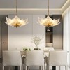 OFPSABAL Modern Leaf Chandelier, 6 Lights, 2-Tier Crystal Suspended Ceiling