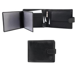 KORUMA Leather Wallets for Men, RFID Wallet with Coin Pocket for up to 14 Credit Card Slots, 2 Note Compartments and 3 ID Windows, Birthday Gifts for Men, Black, One Size, black, Standard size