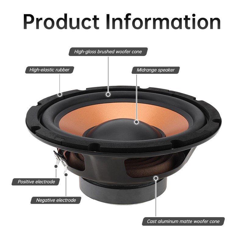 DriSentri 8 Inch Bass Loudspeaker Woofer Speaker, 2 Pieces Car