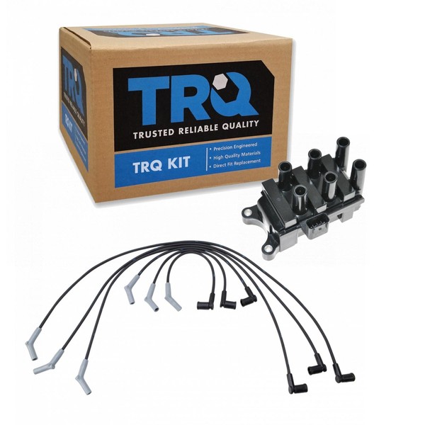 TRQ Ignition Kit Ignition Coil Spark Plugs Wire Set Compatible