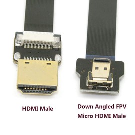 chenyang - Cable plano FPV Micro HDMI macho a HDMI macho FPC de 50 cm en ángulo hacia abajo de 90 grados para FPV HDTV multicopter fotografía aérea