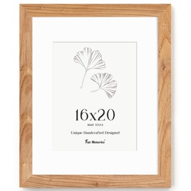 16x20 Picture Frame, Solid Elm Wood Picture Frame with Tempered Glass, 16x20 Frame matted to 11x14, Rustic Picture Frames, 16x20 Picture Frames for Wall Decoration, Natural, 1Pack