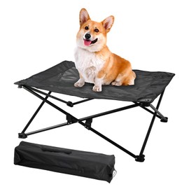 Elevated Dog Bed with Breathable Mesh, Folding Dog Cot Bed Raised Cooling Pet Bed with Carrying Bag Portable Camping Cot for Indoor and Outdoor, 30x30x11.8 inch (Black, Large)