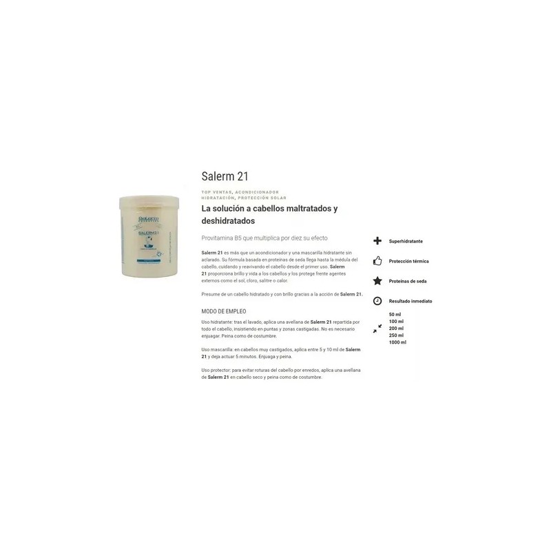 Salerm 21 1kg Shampoo 1lt Tapa Dosificadora