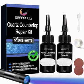 aqootbul Premium Quartz Countertop Repair Kit, 2pcs White Granite And Marble Chip Repair Kit, Quickly Repair Kitchen Countertops, Scratches, Cracks
