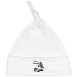 Azeeda 'Vintage Truck with Christmas Tree' Baby Beanie Hat (BH00030060) White