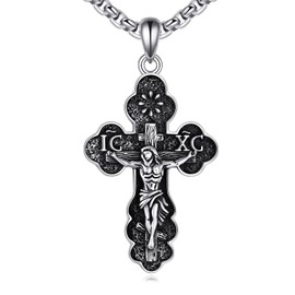 DAYLINLOVE Cross Necklace 925 Sterling Silver Cross Chain Cross Jewellery Gift for Women Girls Men, No Gemstone