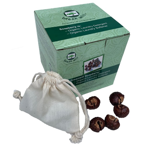 GREENWILL 0.75 Pound (12 Ounces) Organic De-seeded Soapberry/Soap Nut with 1 Wash Bag