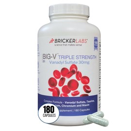 Bricker Labs Big-V Triple Strength Vanadyl Supplement: Vanadyl Sulfate 30 mg, Taurine 600 mg, Selenium, Chromium and Niacin, Blended Mineral Supplement, 180 Capsules