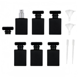 Gyaxiang 6 Pcs 30ml Glass Atomizer Perfume Bottle,Refillable Empty Perfume Spray Bottles Dispenser for Travel,Portable Perfume Bottle Fine Mist Spray Containers for Essential Oil Fragrance (Black)
