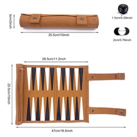 Travel Backgammon Set - Genuine Leather Backgammon Sets - Roll-Up Travel Backgammon Game -Tactical Board Game Ideas (Genuine Leather)