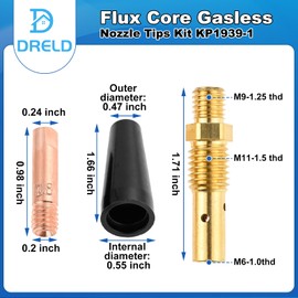 48 Pcs Flux Core Gasless Nozzle Tips Kit KP1939-1, 0.030" Flux Core Welder Mig Contact Tips Gasless Nozzle Gas Diffusers - Compatible with Lincoln Magnum 100L & Weld-Pak MIG Welder