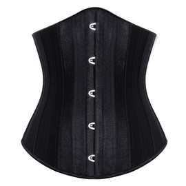 Burvogue Women's 24 Steel Bones, 2 Steel Plates, Unplugged Underbust Corset Waist Cincher Body Shaper, Black