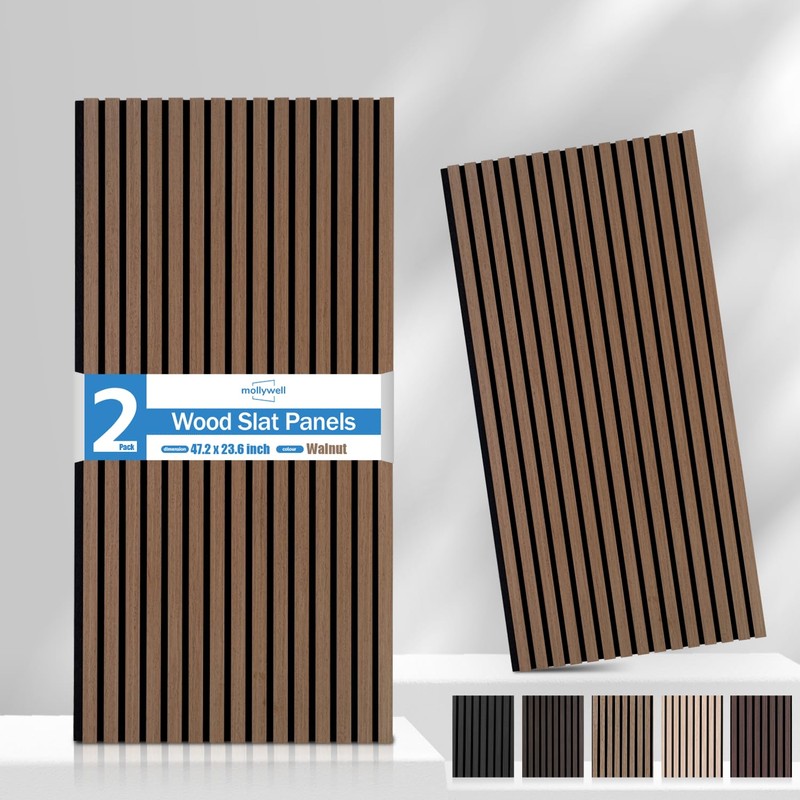 Mollywell Wood Panels for Wall, Time-Saving Installation, Versatile Wood Slat