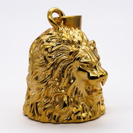 MOYOZZ Gothic Punk Biker Animal Kingdom The King Gold Lion Head Luck Gremlin Ride Bell Good Luck Keychain Motorcycle Accessories for Men Women (Gold)