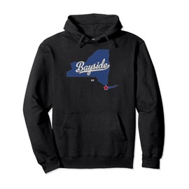 Bayside New York Queens NY Map Pullover Hoodie