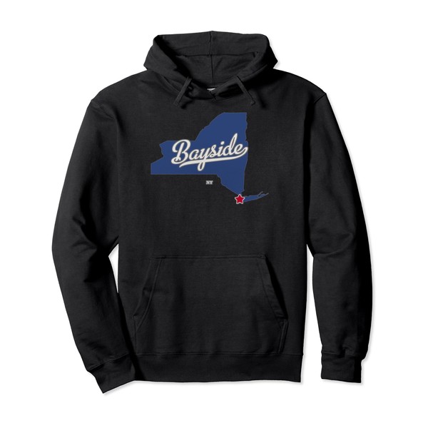 Bayside New York Queens NY Map Pullover Hoodie