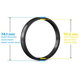 StanceMagic Hubcentric Rings (Pack of 4) - 70.3mm ID to 74.1mm OD - Black Poly Carbon Plastic Hubrings Hub - Only Works on 70.3mm Vehicle Hubs and 74.1mm Wheel Centerbore