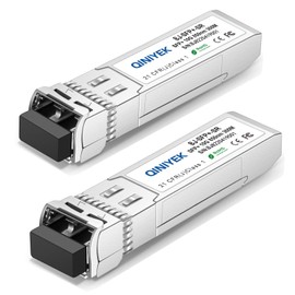 QINIYEK 10GBase-SR SFP+ Transceiver, 10G Multimode SFP+ LC Module, 850nm MMF, up to 300m, Compatible with Cisco SFP-10G-SR, Ubiquiti UF-MM-10G, Fortinet, Mikrotik, Netgear, Supermicro (Pack of 2)