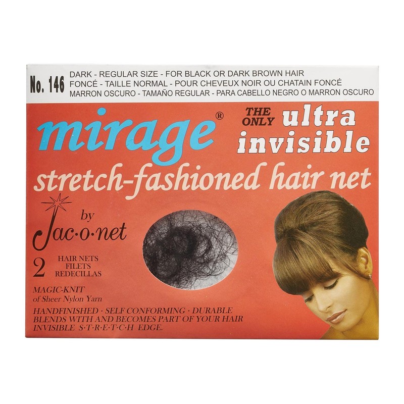 Jac-O-Net Hair Net Mirage Ultra-Invisible Dark, 2 Nets Per Pack