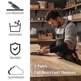 YOLLVKOT 2 Pairs Arm Protection Sleeves Level 5 Cut Burn Resistant Sleeve Anti Abrasion Forearm Cover Protector for Thin Skin Bruising Men Women (Black)