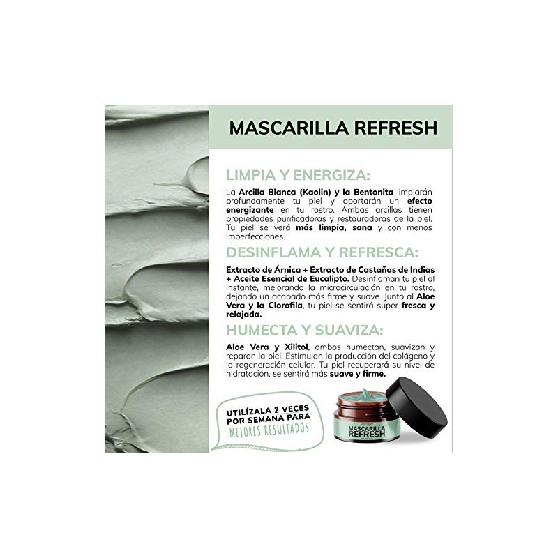 Mascarilla Facial Refrescante e Hidratante- Arcillas Puras (Kaolíin y Bentonita)