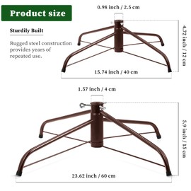 2 Pcs Christmas Tree Stand 24 Inch and 16 Inch Christmas Tree Stand Christmas Tree Folding Stand for Artificial Christmas Tree 6.5 to 8 Feet Live Trees Hold Standing Home and Party Decor (Coffee)