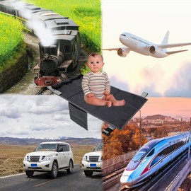 WYFCR Airplane Bed, Portable Foldable Toddler Travel Bed, Carrying Travel Airplane Seat Extender Aeroplane Bed for Kids Rest Legs and Lie Down,Airplane Footrest Hammock Baby Travel Essentials(Black)