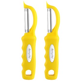 Spring Chef Premium Stainless Steel Yellow Swivel Potato Peelers for Kitchen, Dishwasher Safe Carrot Peeler with Comfortable Handle, Perfect for Vegetable, Fruit, Apple, Cucumber - Set of 2