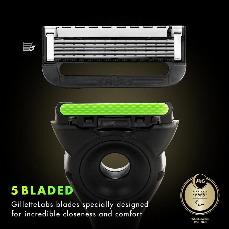 GilletteLabs with Exfoliating Bar Razor for Men, Champion Gold Edition