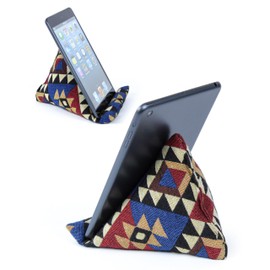 STEPHAN AND THEODORE Handmade Phone Pillow Holder - The Wedge Mobile Device Stand - Fabric Phone Stand for All iPhones, All Smartphones! 7 x 6.1 x 5.5 Inches (Rhombuses Red-Blue)
