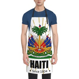 ROSIHODE Cute Haiti Flag Apron with 2 Pockets for Women Men Adjustable Haitian Cooking Kitchen Aprons for Gardening