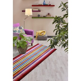 Custom Size Hallway Runner Rug, Slip Resistant, 26 Inch Wide X Your Choice of Length, Stripes Colorful, 26 Inch X 25 feet