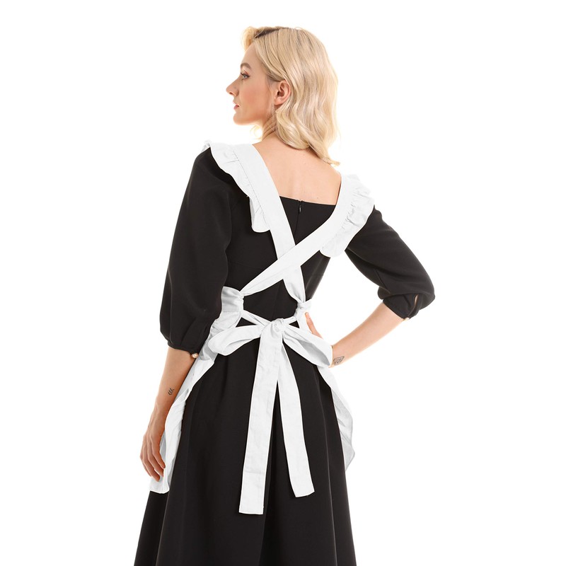 LilMents Retro Adjustable Ruffle Apron Kitchen Cooking Baking Cleaning Maid
