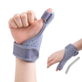Ajoysoul Thumb Splint, Trigger Thumb Brace for Pain, Sprain, Arthritis, Tendonitis, Wrist Support Stabilizer for Left or Right Hand - Single Grey