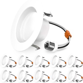 Sunco 10 Pack Retrofit LED Recessed Lighting 4 Inch, 3000K Warm White, Dimmable Can Lights, Baffle Trim, 11W=60W, 660 LM, Damp Rated - ETL.