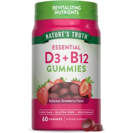Nature's Truth Nature's Truth Vitamin D3 and B12 Gummies | 60 Count | Strawberry Flavor | Vegetarian, Non-GMO & Gluten Free Supplement