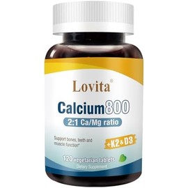 Lovita Calcio 800 Mg  Refuerzo Óseo De Alta Absorción Con Magnesio, Vitamina D3 Y K2  Además De Zinc, Cobre Y Manganeso  Suplemento Vegano, 120