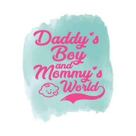 Design With Vinyl Adorable Love Wall Decal Daddy's Boy and Mommy's World Creative Wall Art for Nursery Room - Size: 8 in X 10 in