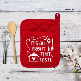 It's All About The Taste - Pot Holder - Oven Mitt - Hot Pad - Polyester & Neoprene - Christmas - Teacher Gift - Mother's Day - 002