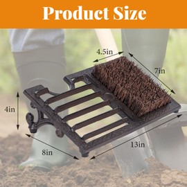Fudontte Cast Iron Boot Brush Scraper Outdoor, Heavy Duty Boot Scrubber Brush with Angled Design, Vintage Rustic Boot Scrapers with Brushes Outdoor for Outdoor, Porch, Entryway