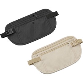 2pzs Cinturón de Viaje Antirrobo y Cangurera Deportiva para Hombre y Mujer