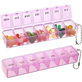 Pink Pill Organizer Box Transparent 7 Grids Pill Storage Box Clear Tablets Container Excellent Personal Pill Organizers